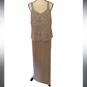 Alex Evenings Taupe Sleeveless Wedding Gown
